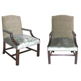 Pair of 18th century upholstered Gainsborough armchairs.