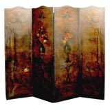 Painted Four Panel Screen