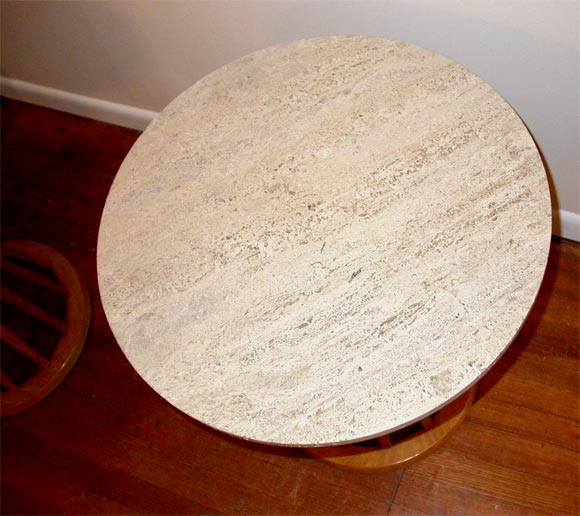PAIR DUNBAR TRAVERTINE SIDE TABLES