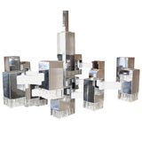 CHROME AND ACRYLIC LIGHTOLIER CHANDELIER CHROME AND ACRYLIC LIGHTOLIER CHANDELIER