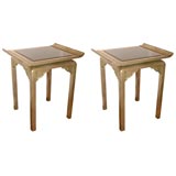 PAIR OF SILVER LEAFED ORIENTAL SIDE TABLES