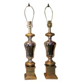 Pair of Mercury Glass and Gilt Wood Lamps