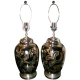 Retro Pair of Smoked Mercury Glass Lamps