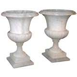 Pair of Lighted Alabaster Urns