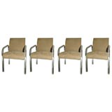 Leon Frost set of two ultrasuede chairs with lucite
