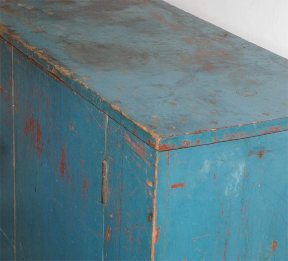 American 19THC ORIGINAL BLUE PAINTED JELLY CUPBOARD FROM PENNSYLVANIA