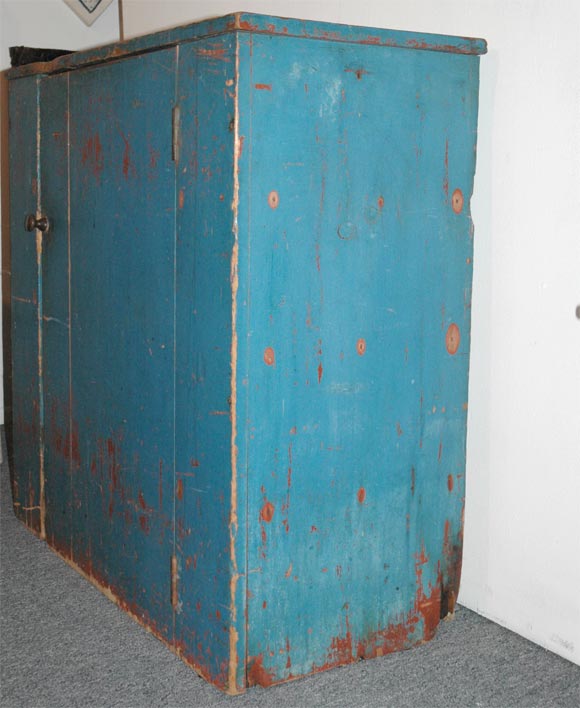19THC ORIGINAL BLUE PAINTED JELLY CUPBOARD FROM PENNSYLVANIA 2
