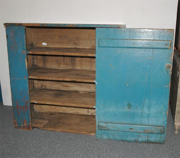 19THC ORIGINAL BLUE PAINTED JELLY CUPBOARD FROM PENNSYLVANIA 3