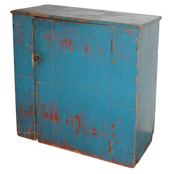 19THC ORIGINAL BLUE PAINTED JELLY CUPBOARD FROM PENNSYLVANIA