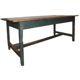 18THC ORIGINAL BLUE/GREEN HARVEST TABLE FROM NEW ENGLAND