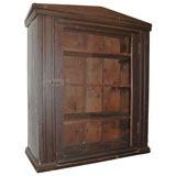 Antique 19THC HANGING WALL CUPBOARD IN BROWN PAINT