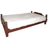 Antique 19THC ORIGINAL MULBERRY/RED  PAINTED TRENDLE BED