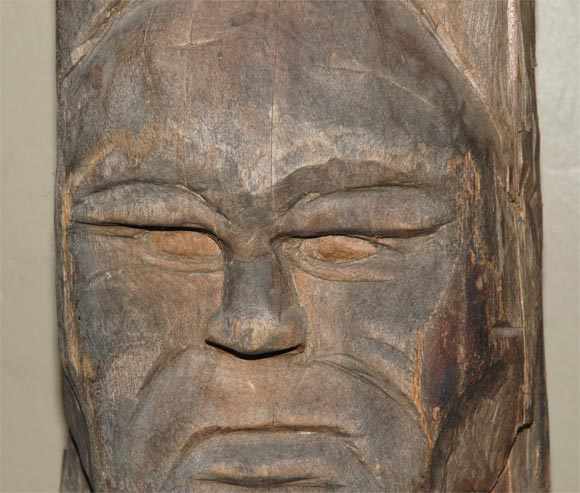 American 19th Century Hand Carved Sculpture of Indians Face For Sale