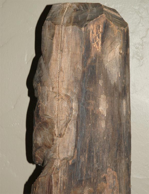 Wood 19th Century Hand Carved Sculpture of Indians Face For Sale