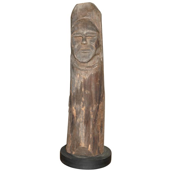 19th Century Hand Carved Sculpture of Indians Face For Sale