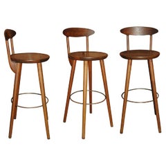 Set of teak & brass stools by Kurt Ostervig, Denmark