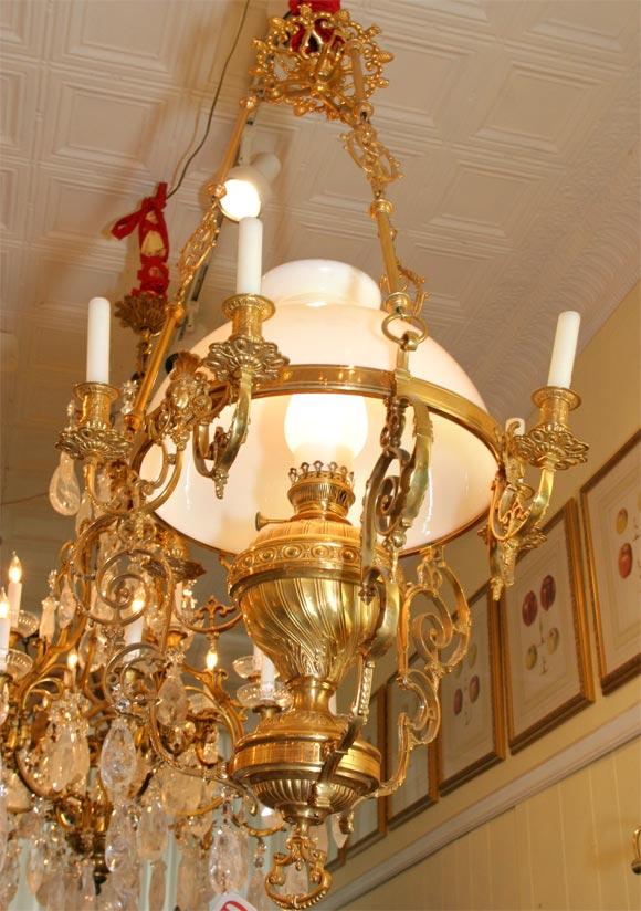 A CONVERTED OIL LAMP CHANDELIER