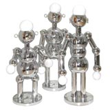 Whimsical Chrome Robot Lamps