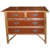Leather-Covered Bamboo Chest of Drawers