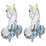 Pair of English Porcelain Baskets with Birds
