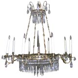 Fabulous Russian Gilt Metal and Crystal 8-Lite Chandelier