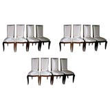 Set of 12 Art Deco Dining Chairs in the Manner of Maurice Rinck