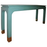 BEAUTIFUL TEAL LINEN COVERED CONSOLE