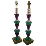 WONDERFUL PAIR OF WHIMSICAL LUCITE LAMPS IN THE MEMPHIS STYLE. WONDERFUL PAIR OF WHIMSICAL LUCITE LAMPS IN THE MEMPHIS STYLE.