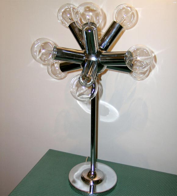 GREAT PAIR OF  CHROME SPUTNIK TABLE LAMPS