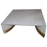 LARGE GRASS CLOTH COFFEE TABLE BY KARL SPRINGER