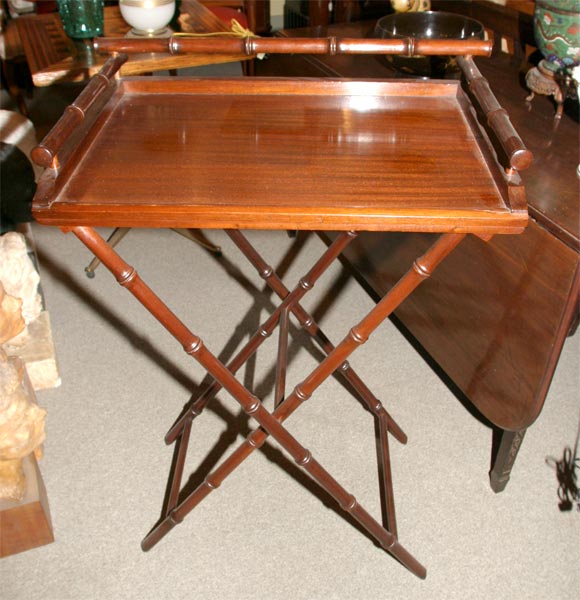 Faux Bamboo butler's tray table. Mahogany.