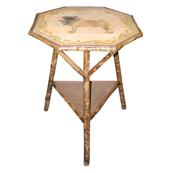 Octagonal Bamboo tripod end table