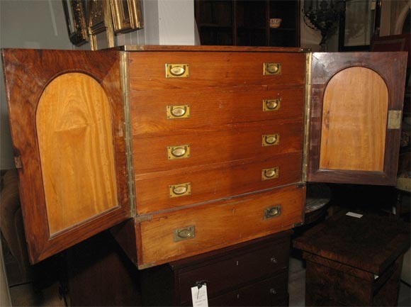 19th Century English Mahogany Campaign Chest For Sale 4