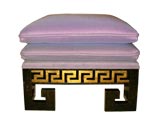 #1326 Asian inspired ottoman with gilt Greek key decoration