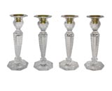 Antique Set of Four Hawkes Crystal Candlesticks