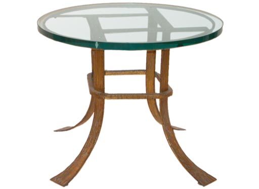 glass and iron side table