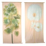 Painted Silk Panels of Exotic Palm Botanicals