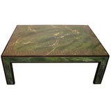 Vintage Coffee Table in Faux Marble Green Lacquer