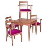 Cerusé Oak Game Table and Four Bridge Chairs