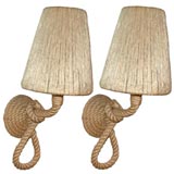Pair of Rope and Raffia Wall Light Appliques