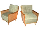Pair of Mahogany Caned Side Scandinavian Arm Chairs