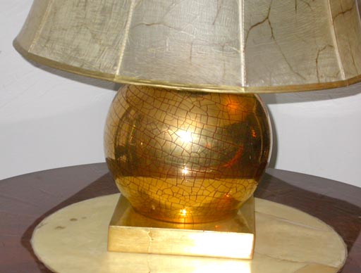 Gold Crackle Ceramic Sphere Table Lamp