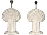Pair of French Asparagus Form White Ceramic Lamps