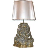 James Mont Carved Gilded Wood Lamp