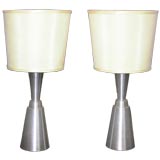 Pair of Hand Lathed Solid Aluminum Lamps