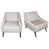 Pair of lounge chairs with steel stretchers, Italian 1960
s
