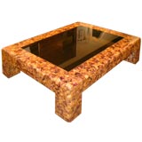 Large coffee table in brown penshell by Karl Springer