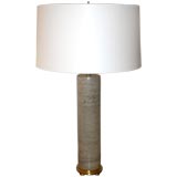 Marble cylinder table lamp designed by Karl Springer