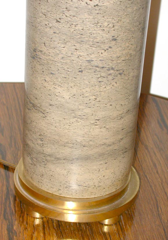 Marble cylinder table lamp designed by Karl Springer In Excellent Condition In New York, NY