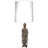 Table lamp with mounted bronze Indian figure